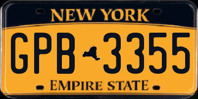 NY license plate GPB3355