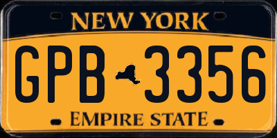 NY license plate GPB3356