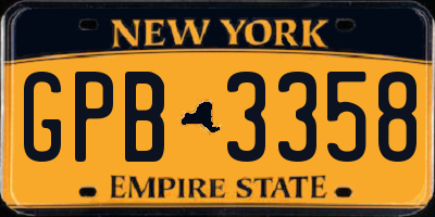 NY license plate GPB3358