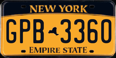 NY license plate GPB3360