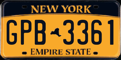 NY license plate GPB3361