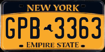 NY license plate GPB3363