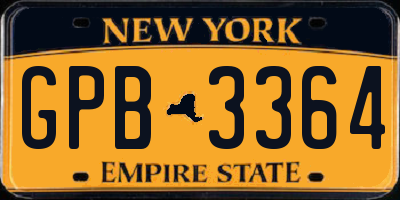 NY license plate GPB3364