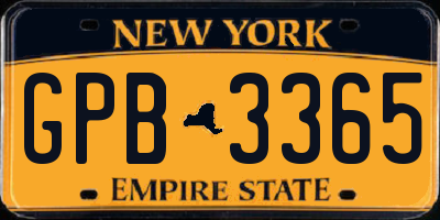 NY license plate GPB3365