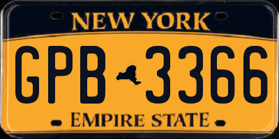 NY license plate GPB3366