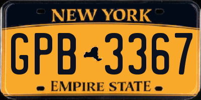 NY license plate GPB3367