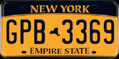 NY license plate GPB3369