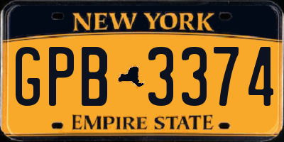 NY license plate GPB3374