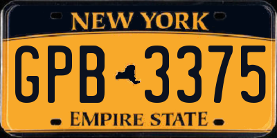 NY license plate GPB3375