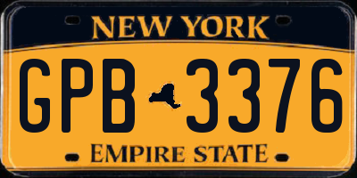 NY license plate GPB3376