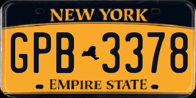 NY license plate GPB3378