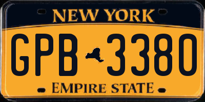 NY license plate GPB3380