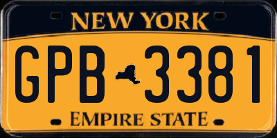 NY license plate GPB3381