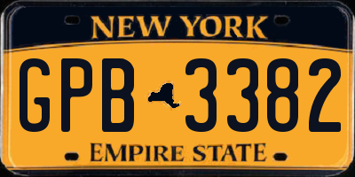NY license plate GPB3382