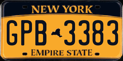 NY license plate GPB3383
