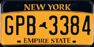 NY license plate GPB3384