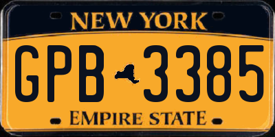 NY license plate GPB3385