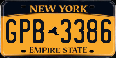 NY license plate GPB3386