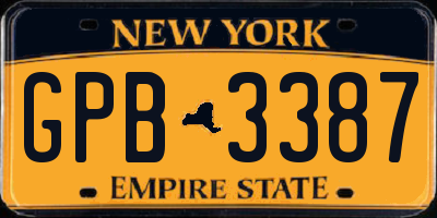 NY license plate GPB3387