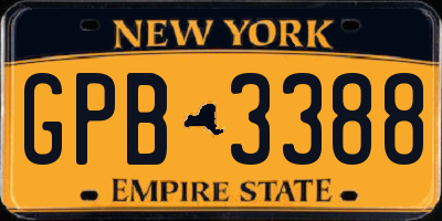 NY license plate GPB3388