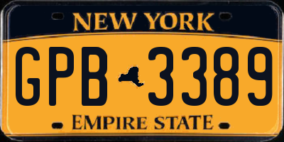 NY license plate GPB3389