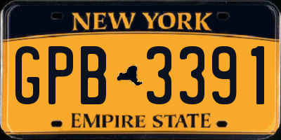 NY license plate GPB3391