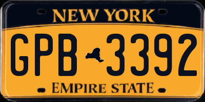 NY license plate GPB3392