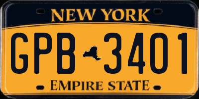 NY license plate GPB3401