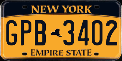 NY license plate GPB3402