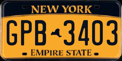 NY license plate GPB3403