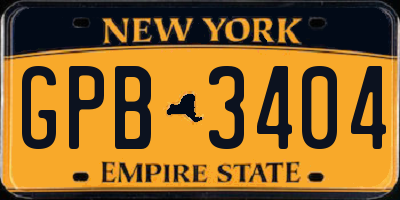 NY license plate GPB3404