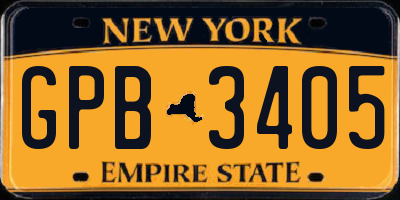NY license plate GPB3405