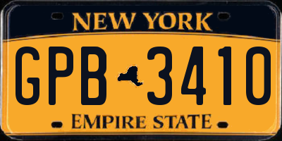 NY license plate GPB3410