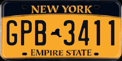 NY license plate GPB3411