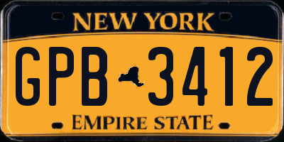 NY license plate GPB3412