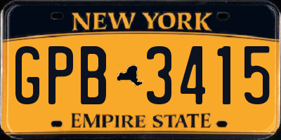 NY license plate GPB3415