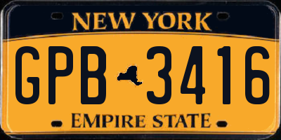 NY license plate GPB3416