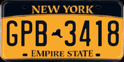 NY license plate GPB3418