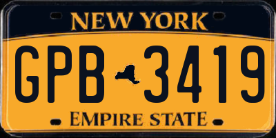 NY license plate GPB3419