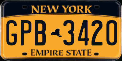 NY license plate GPB3420
