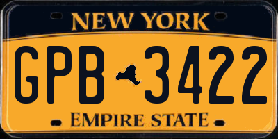 NY license plate GPB3422
