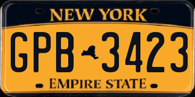 NY license plate GPB3423