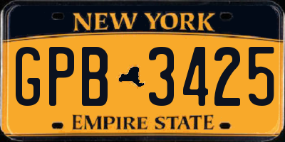 NY license plate GPB3425