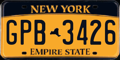 NY license plate GPB3426