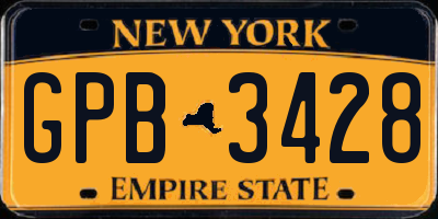 NY license plate GPB3428
