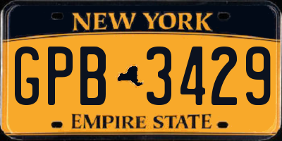 NY license plate GPB3429