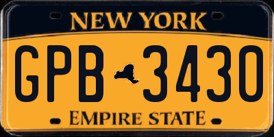 NY license plate GPB3430