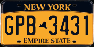 NY license plate GPB3431