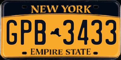 NY license plate GPB3433