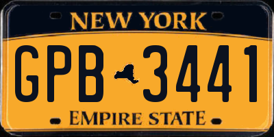 NY license plate GPB3441